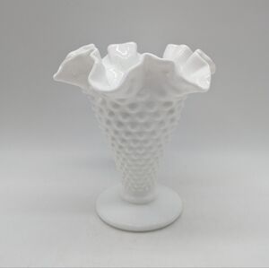 Vintage Fenton White Hobmail Milkglass Mini Vase